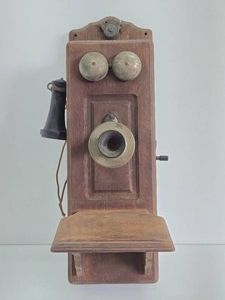 Antique North Electric Oak Wall Telephone