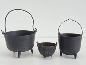 3 Small Vintage Tri-Legged Cast Iron Pots