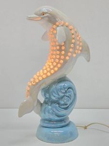 Very Cool Large Lighted Ceramic Dolphin Lamp