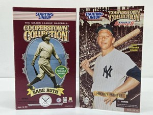 2 Large Sized Starting Lineup Cooperstown Collection Baseball Figures - Babe Ruth &amp Mickey Mantle&nbsp