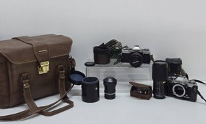 Group of Vintage Film Cameras Lenses &amp Accessories