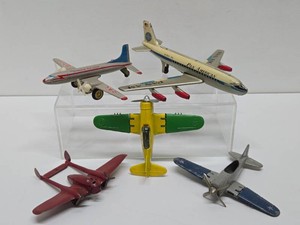 Group of Vintage 50s-60s Airplane Toys - Tin Litho PAN AM Airplane &amp Hubley