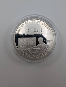 90% Silver 2009 Louis Braille Dollar Coin