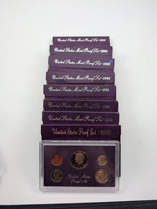 US Mint Proof Sets 1985 1989 1990 1991 1992 (Lot of 8)