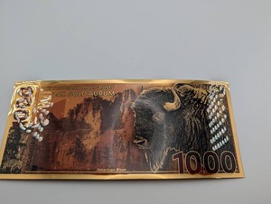 24K Gold Aurum American Bison 1000 Milligram Note