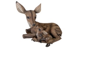 Resin Doe and Fawn Deer Figurine Statue  Wildlife Home Dcor  15