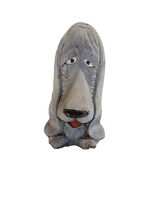 Concrete Sad Basset Hound Dog Garden Statue  12 Tall