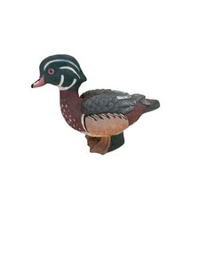 Decorative Wood Duck Figurine  Hand Painted Wildlife Dcor