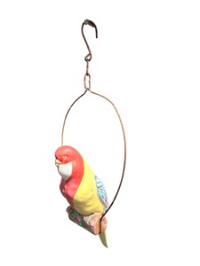 Vintage Hand-Painted Ceramic Parrot Wall Pocket Planter Hanging Vase