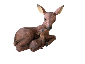 Mother Deer & Fawn Figurine  Doe with Baby Wildlife Woodland Decor