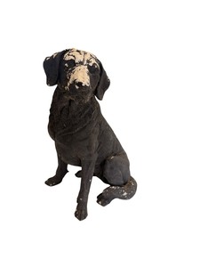 Large Black Labrador Retriever Dog Figurine Statue  15 Tall Resin Decor