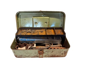 Vintage Metal Utility Box  Tackle Box  Green Steel Storage Case