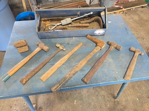 Toolbox With Vintage Tools  Hammers