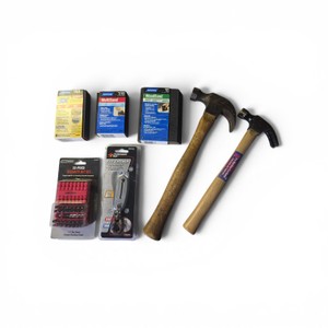 Combo Lot with Hammers, New 33 Piece Bit Set, New Size Catcher, Sanding Blocks