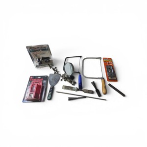 Combo Lot with New Utility Knife Blades  Saws  Files  Animal Saver Whistlers  Etc