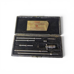 L.S. Starrett machinist micrometer tool set, likely a depth gage or inside micrometer set, housed in its original fitted case on Ebay for $85