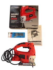 Tool Shop Variable Speed Corded Jigsaw w Box, Manual & Bosch T-Shank Blade Set