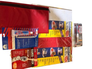 Assorted Hardware & Shop Supplies Lot  Stick-On Letters, Seam Sealer, Hobby Knife, Organizer & More