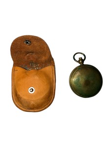 Vintage Taylor Brass Pocket Compass with Leather Carrying Case  U.S.C.E. Marked