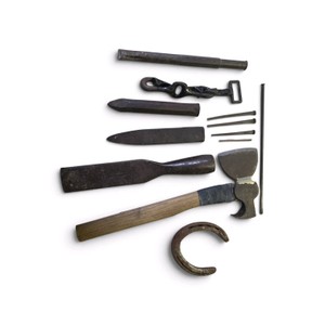 Vintage Lot  Axe  Horsehoe  Tools   Etc