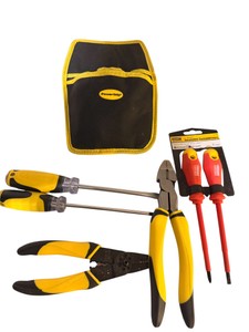 PowerGrip Hand Tools & Electrical Tool Lot  Pliers, Wire Stripper, Screwdrivers & Tool Pouch