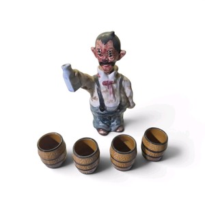 Vintage Relco ceramic decanter from the 1950s, often called the Six-Eyed Drunk or Hobo decanter Valued at $80