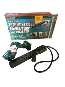 HomeMaster Indoor Christmas Tree Light Power Strip Kit  Cord, Wall Tap & Power Strip w Box