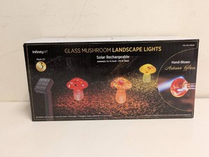 INFINITY X1 GLASS MUSHROOM LANDSCAPE LIGHTS SOLAR RECHARGEABLE