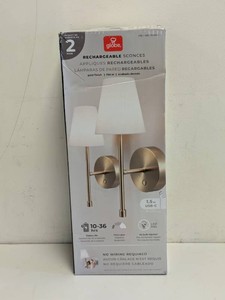 GLOBE RECHARGEABLE SCONCES GOLD FINISH 2PK