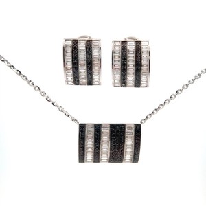 3.68 Carat Natural Fancy Black & Natural Diamond Pendant & Earrings Set in 18K White Gold; $29,970 Appraisal Included *VIDEO*