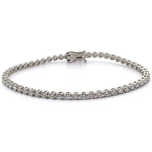 Sparkling 3.39 Carat Brilliant Diamond Three-Prong Tennis Bracelet in 14k White Gold VIDEO