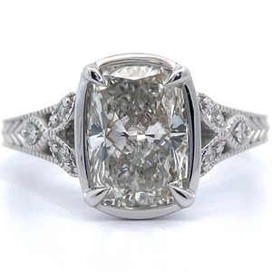 NEW 3.29 Carat Diamond Radiant Cut Vintage Style Filigree Ring in 14k White Gold VIDEO