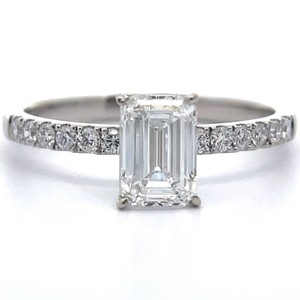 NEW 1.35 Carat Diamond Emerald Cut Pav Stacking Semi-Eternity Ring in 14k White Gold w Report VIDEO