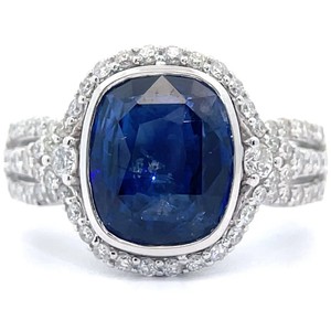 6.08 Carat Natural Sri Lanka (Ceylon) Sapphire & Natural Diamond Ring in Platinum w GIA Report $23,790 Appraisal Included VIDEO