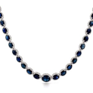 46.68 Carat Natural Blue Sapphire & Natural Diamond Necklace in Platinum $93,720 Appraisal Included VIDEO