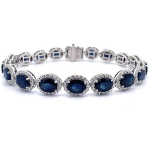 23.39 Carat Natural Blue Sapphire & Natural Diamond Bracelet in Platinum $51,820 Appraisal Included VIDEO