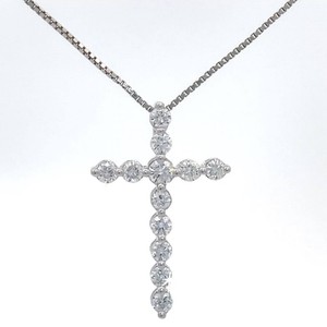 0.25 Carat Natural Diamond Cross Pendant in 14k White Gold VIDEO