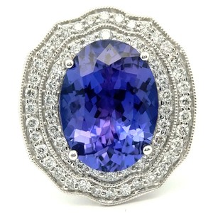 Oscar Friedman 8.47 Carat Natural Tanzanite & Natural Diamond Ring in Platinum w GIA Report $32,490 Appraisal Included VIDEO