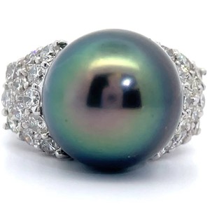 14.82mm South Sea Pearl & 1.78 Carat Natural Diamond Ring in 18K White Gold $18,550 Appraisal Included VIDEO