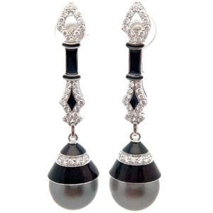 2.51 Carat Natural Diamond & South Sea Pearl Drop Earrings in 14K White Gold $14,870 Appraisal Included VIDEO