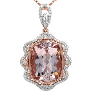 15.73 Carat Natural Morganite & Natural Diamond Pendant Necklace in 14K Two-Tone Gold $19,970 Appraisal Included VIDEO