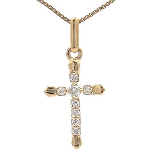 Natural Diamond Cross Pendant in 14k Yellow Gold VIDEO