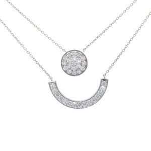 1.54 Carat Diamond Crescent Moon & Sun Double Layering Necklace VIDEO