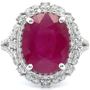 6.84 Carat Natural Burmese Ruby & Natural Diamond Ring in Platinum w GIA Report $28,660 Appraisal Included VIDEO