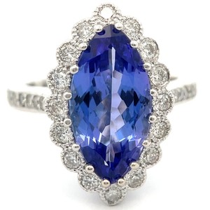 4.77 Carat Natural Tanzanite & Natural Diamond Ring in 14K White Gold $20,640 Appraisal Included