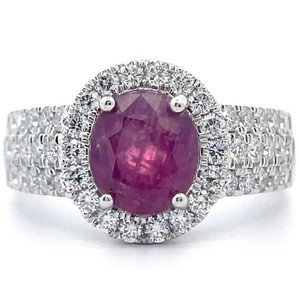3.45 Carat Natural Kashmir Sapphire & Natural Diamond Ring in Platinum w GIA Report $17,583 Appraisal Included