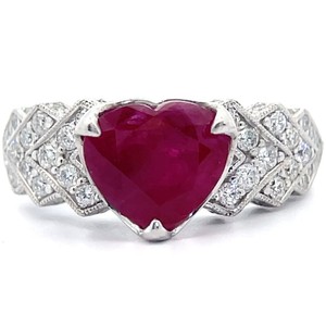 Oscar Friedman 3.34 Carat Natural Burmese Ruby & Natural Diamond Ring in Platinum w GIA Report $14,000 Appraisal Included VIDEO