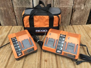 (2) RIDGID Battery Chargers  Tool Bag