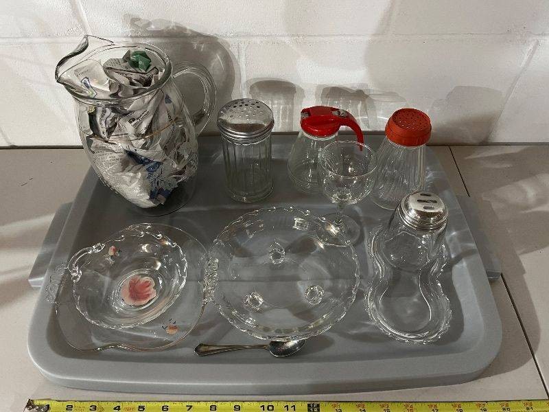 Collection of Vintage Glass Tableware and Dispensers