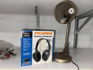 Sylvania Headphones & Vintage Parks Desk Lamp